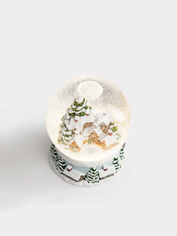 Снежный фонарь, 15 см, с подсветкой, Домики в лесу, White style, image-1
