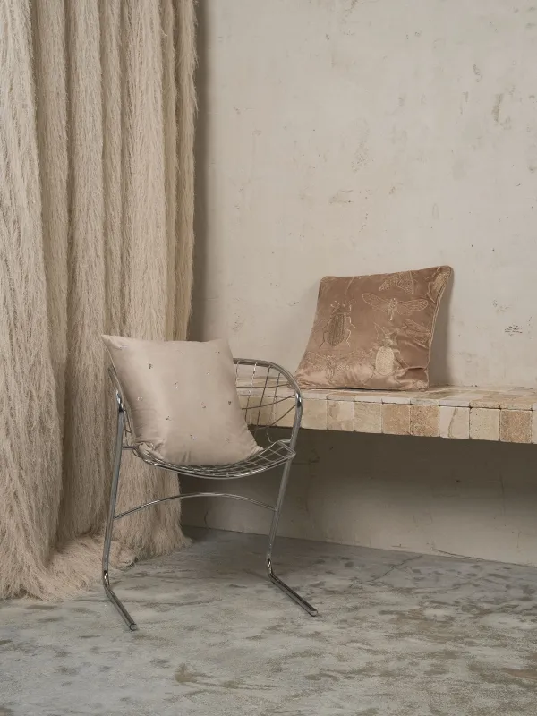 Подушка декоративная, 50х50 см, вельвет, бежево-коричневая, Жуки, Bugs, image-6