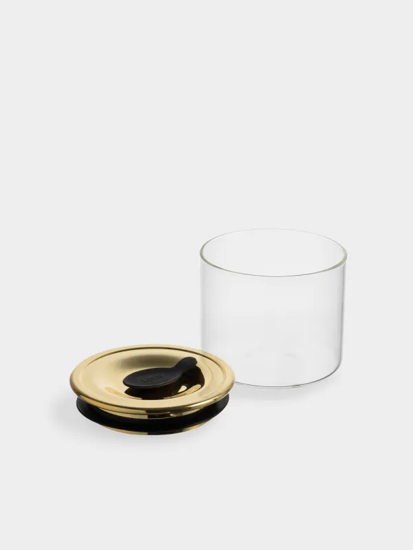 Банка для сыпучих продуктов, стекло Б/пластик, Classic gold, image-2