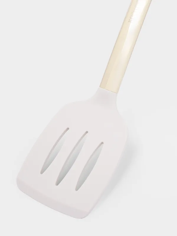 Лопатка, 35 см, с прорезями, силикон/сталь, молочно-золотистая, Apiro, image-2