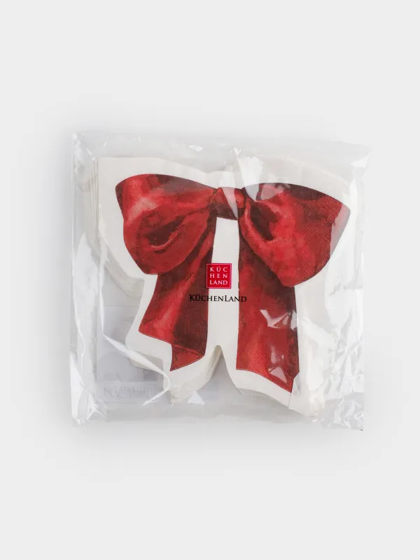 Салфетки бумажные, 30х30 см, 20 шт, фигурные, белые, Красный бант, Christmas traditions, image-4