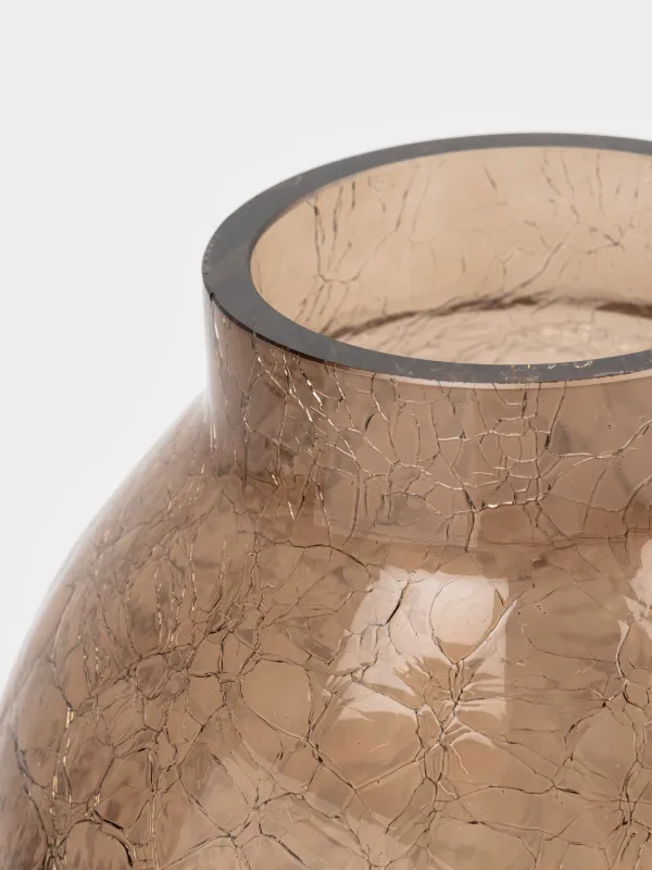 Ваза для цветов, 26 см, стекло, коричневая, Кракелюр, Ice color, image-3