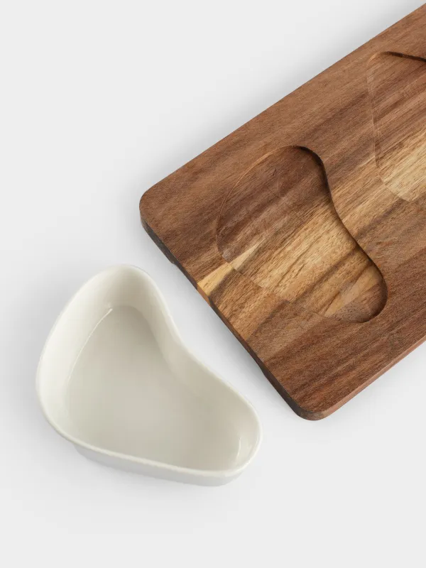 Набор для закусок, 3 пр, на подставке, керамика/дерево, Фигуры, Noble tree, image-5