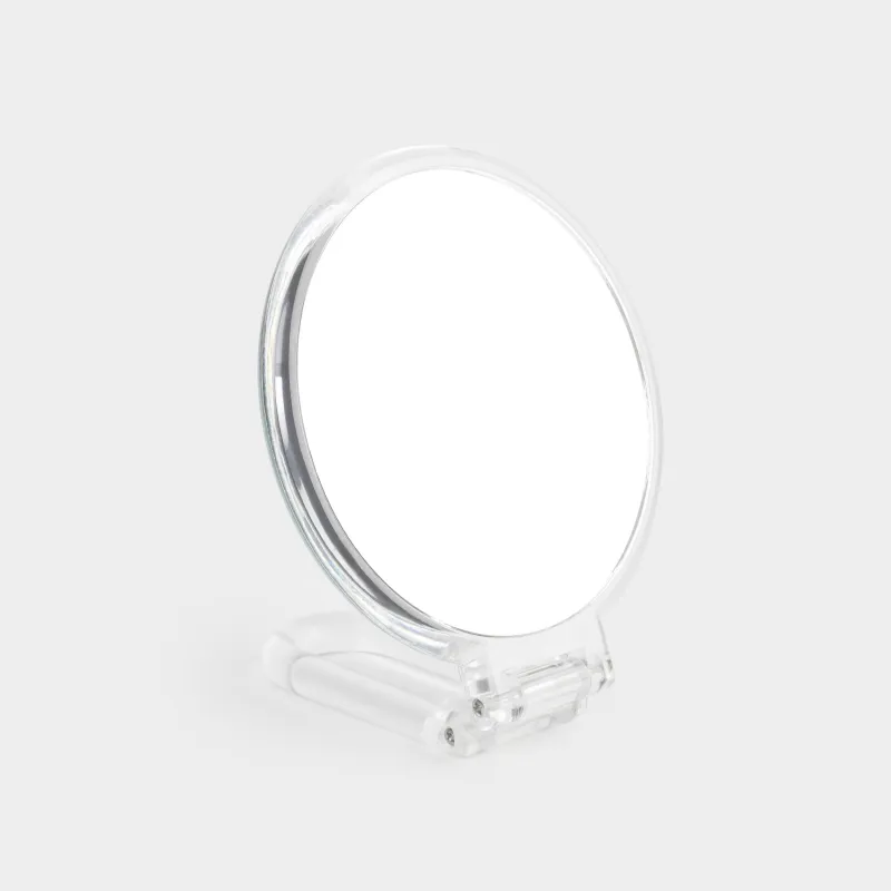 Зеркало настольное, 23x13/11 см, двустороннее, складное, ручка-подставка, пластик, круглое, Messa