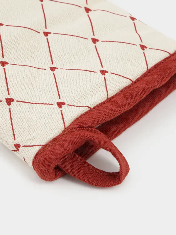 Прихватка-варежка, 14х20 см, хлопок, бежевая, Ромбы, Heart kitchen, image-3