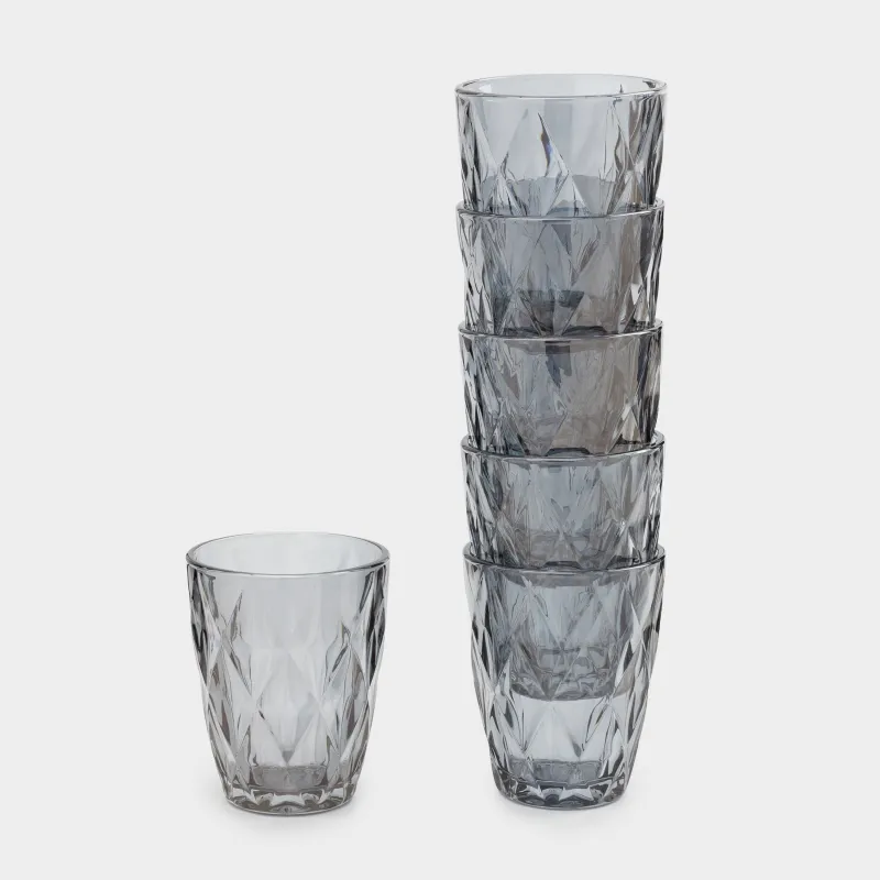 Стакан, 10 см, 270 мл, 6 шт, стекло Р, серый, Rhomb color, image-1