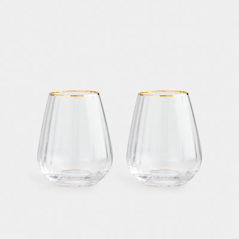 Стакан, 430 мл, 2 шт, с золотистым кантом, Glyfada