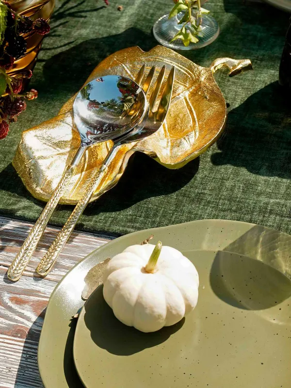 Приборы для сервировки салата, 26 см, 2 пр, ложка/вилка, сталь, золотистые, Колос, Harvest, image-4