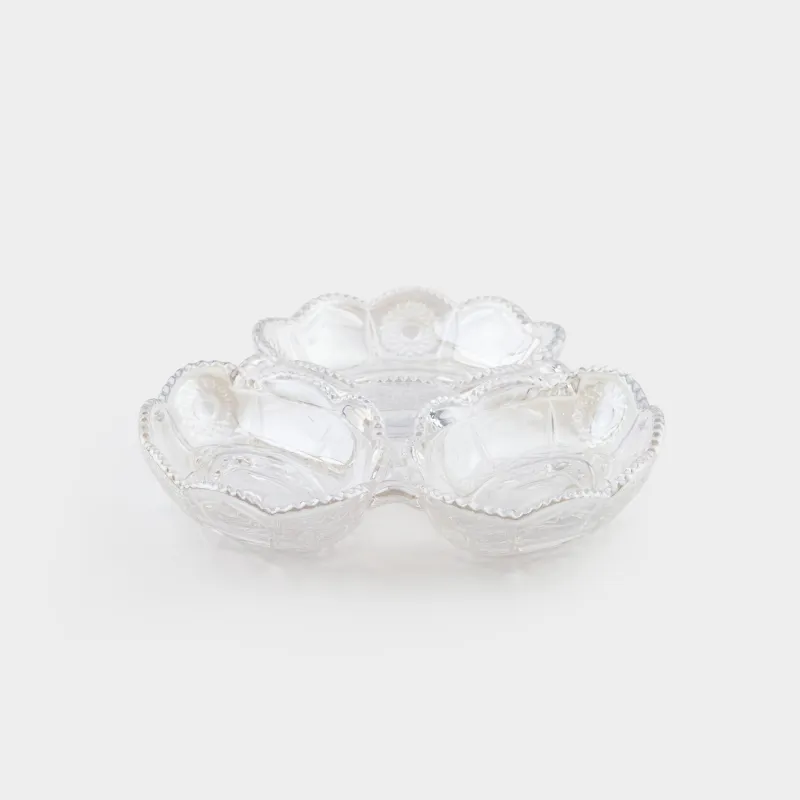 Менажница, 20 см, 3 отд, стекло Р, перламутр, Солнечные узоры, Sabal