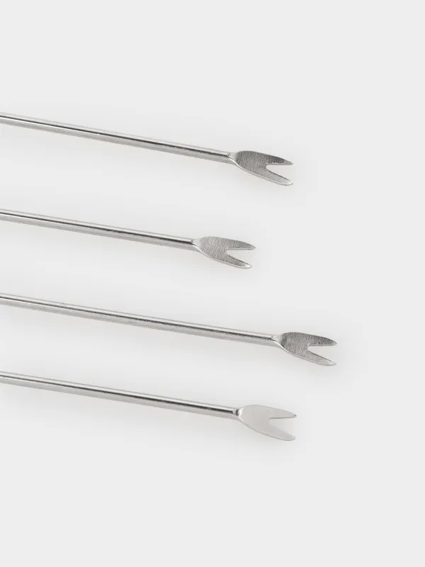 Шпажка для канапе, 11 см, 4 шт, в подставке, латунь/сталь, серебристая, Кони, Horse silver, image-3