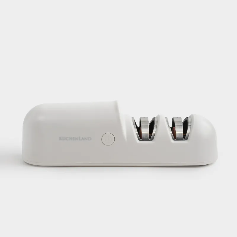 Точило для ножей, 19 см, два этапа заточки, электрическое, беспроводное, пластик/керамика, белое, Light kitchen