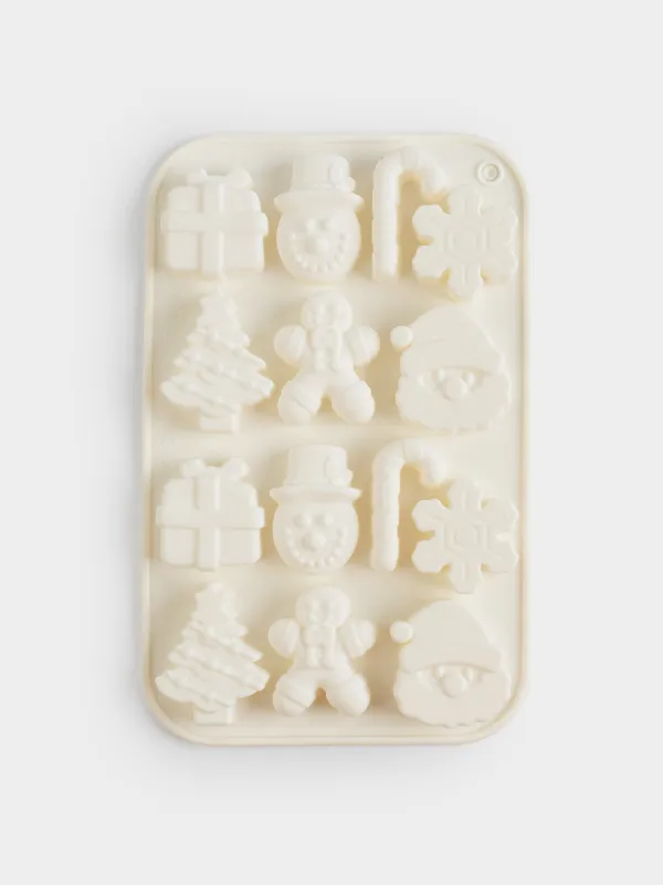 Форма для льда и шоколада, 20х13 см, 14 отд, силикон, молочная, Атрибуты праздника, Bakery, image-0