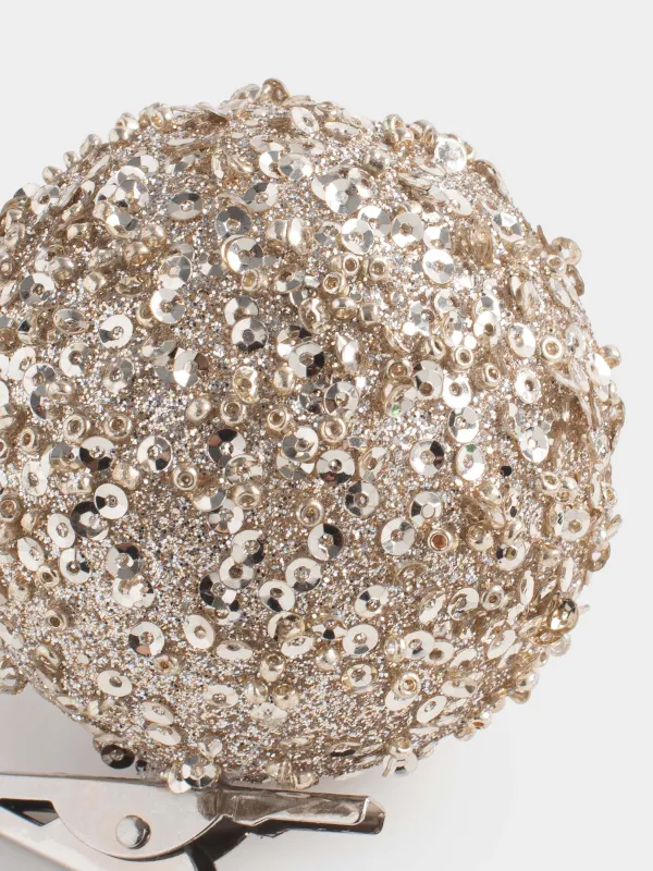 Украшение декоративное, 6 см, на клипсе, Шар в пайетках, Ball sparkle, image-1