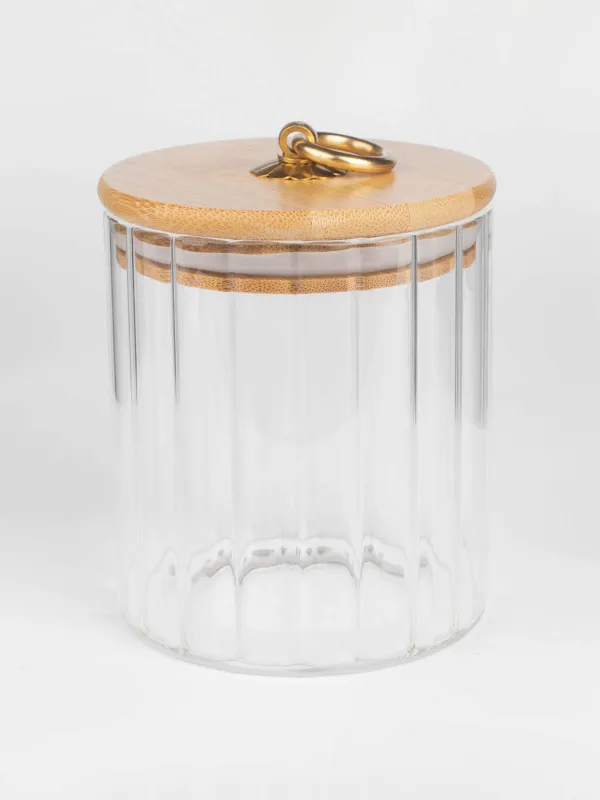 Банка для сыпучих продуктов, 500 мл, стекло Б/бамбук, Camellia, image-0