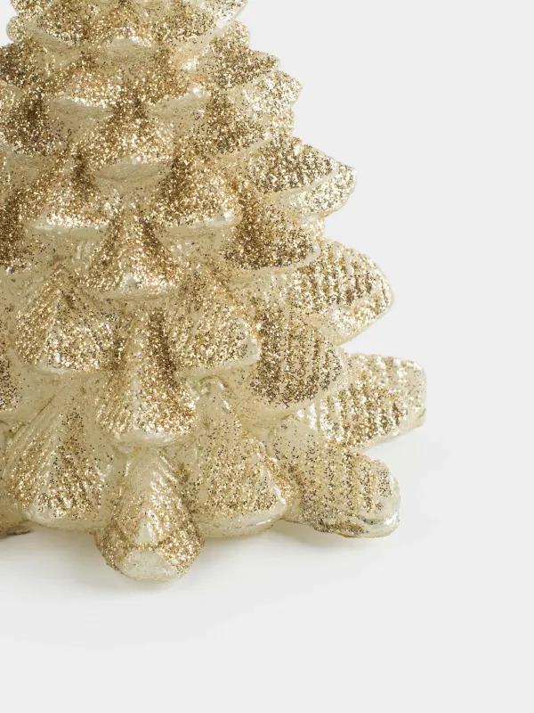 Свеча, 11x12 см, с блестками, шампань, Елка, Fir candle, image-2