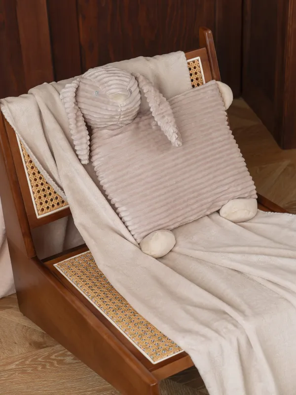 Плед с подушкой, 130х210 см, флис/плюш, бежевый, Заяц, Plush animals, image-7