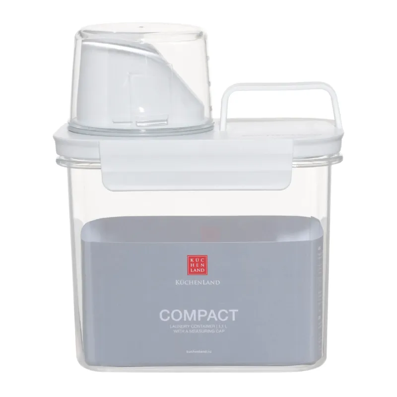 Контейнер для стирального порошка, 1,1 л, с мерником, пластик, белый, Compact, image-3