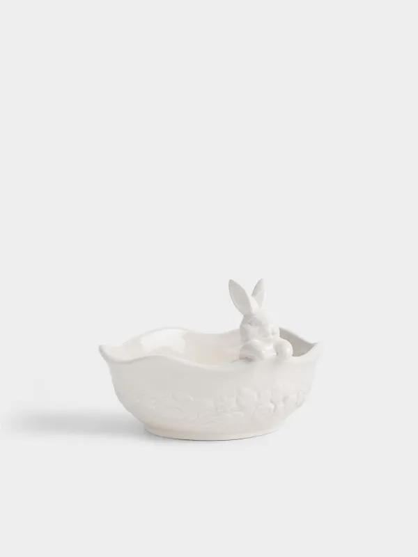 Салатник с декором, 19х12 см, Кролик с цветами, Rabbit pattern, image-2