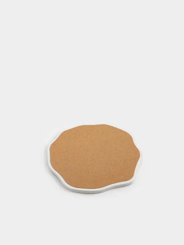 Подставка под горячее, с золотистым кантом, керамика D/пробка, Crumple, image-3