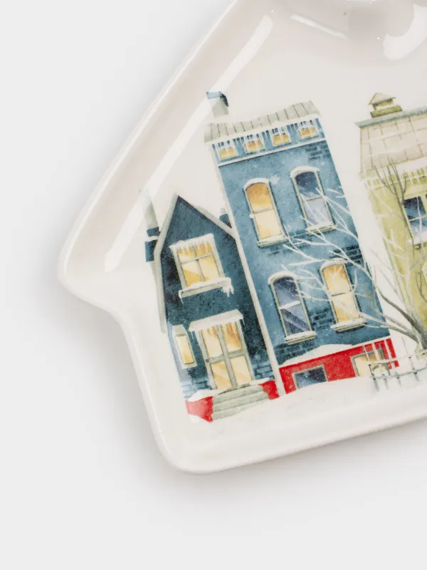 Блюдо, 20х18 см, Дома в снегу, House built, image-1