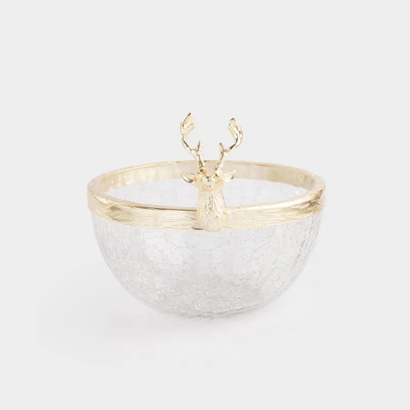 Пиала, 14х17 см, стекло/металл, золотистая, Олень, Arctic deer