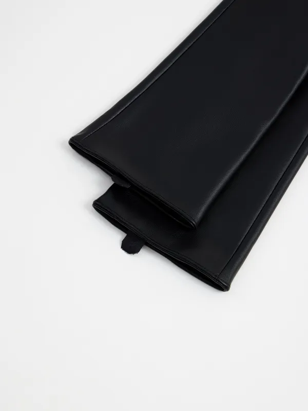 Перчатки женские, длинные, единый размер, искусственная кожа, черные, Brigida, image-2