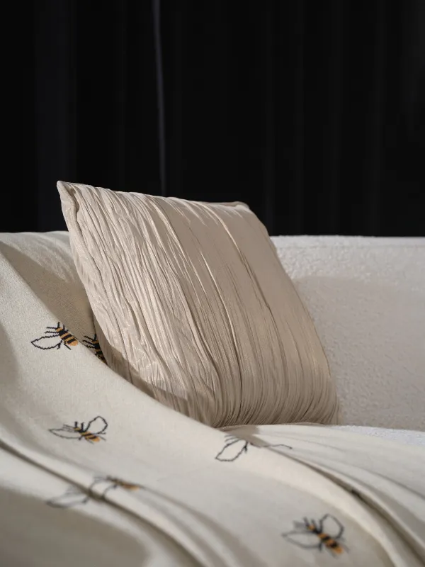 Подушка декоративная, 45х45 см, вельвет, молочно-золотистая, Волны, Aspect, image-1