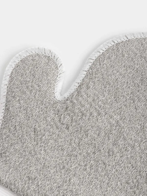 Набор для душа, 2 пр, мочалка-лента/мочалка-варежка, нейлон/хлопок, серый, Unique spa, image-2