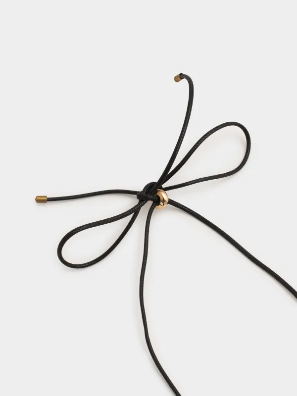 Цепочка-шнурок, 90 см, с подвеской, нейлон/металл, золотистая, Jewelry, image-2