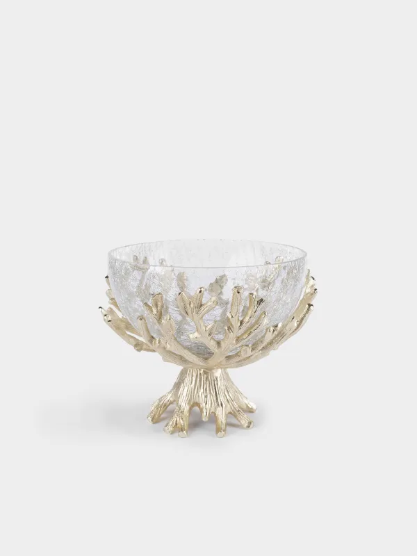 Ваза для фруктов, 20х17 см, на ножке, Кракелюр, Fantastic gold, image-0