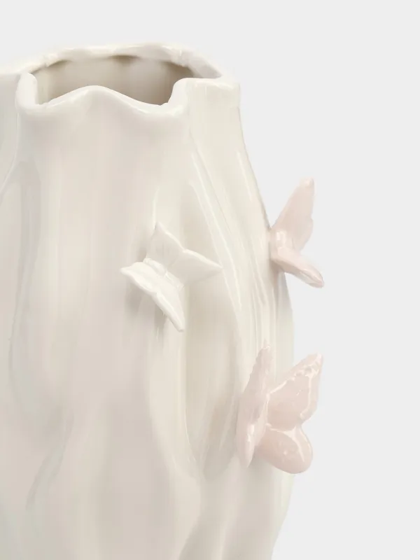 Ваза для цветов, 20 см, фарфор P, молочная, Бабочки, Butterfly, image-1