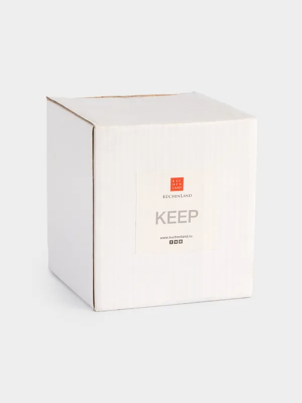 Банка для сыпучих продуктов, 250 мл, с ложкой, фарфор P/бамбук, белая, Keep, image-6