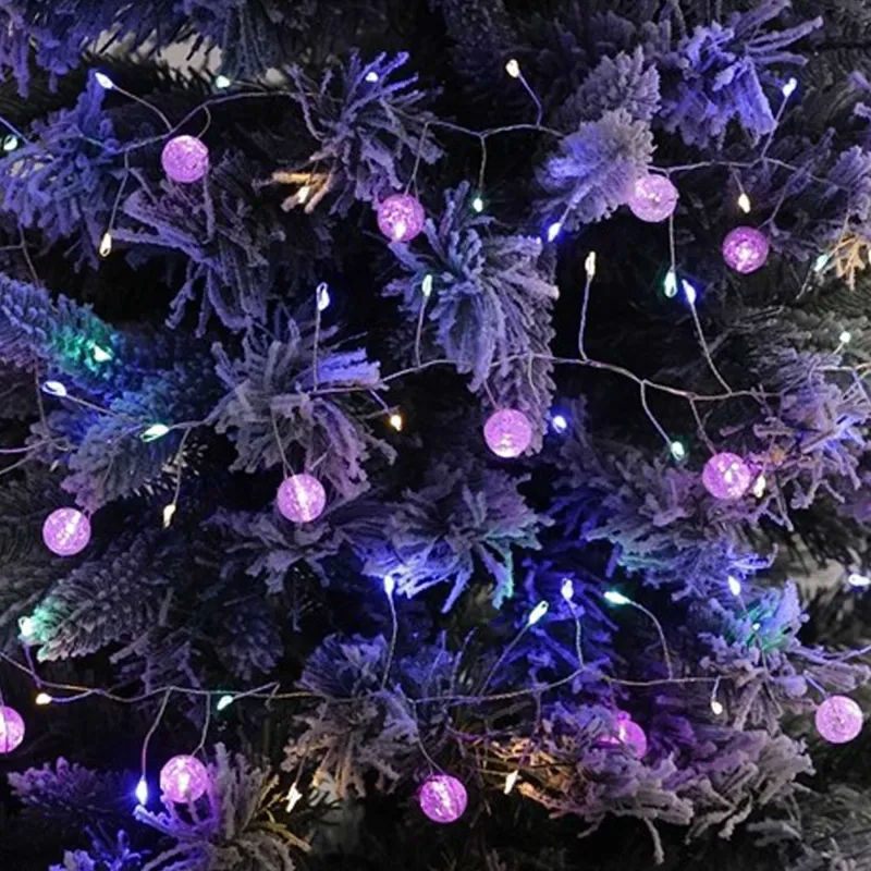 Гирлянда декоративная, 1,5 м, с подсветкой, 80 ламп, акрил/пластик, цветная, Шары, Christmas, image-4