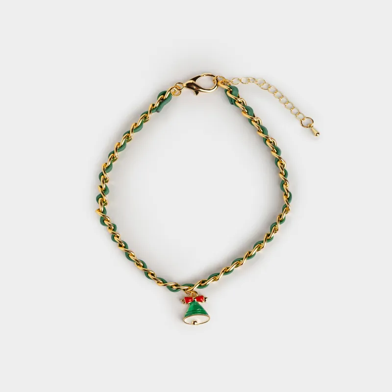 Ошейник для животных, 30 см, декоративный, полиуретан/металл, зеленый, Колокольчик, Chain pet