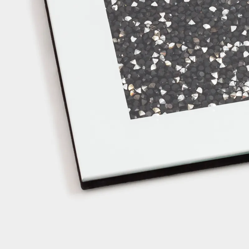 Подставка под кружку, 10 см, стекло, квадратная, зеркальная, Черные кристаллы, Glossy crystal, image-2