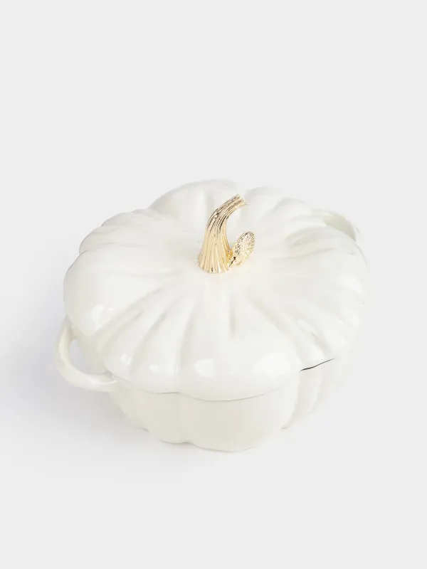 Казан, 25 см, 3,3 л, с крышкой, чугун, молочный, Тыква, Gourd, image-2