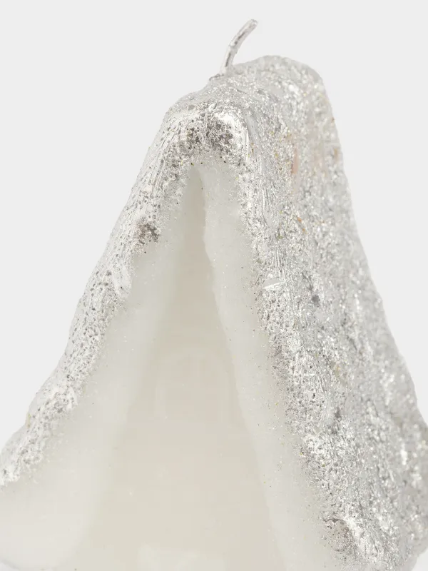 Свеча, 7x10 см, с блестками, молочно-серебристая, Домик, House shape, image-2