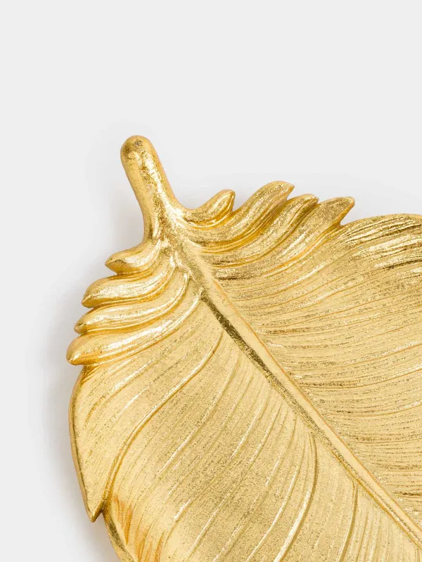 Блюдо декоративное, 36х17 см, полирезин, золотистое, Перо, Feather, image-6