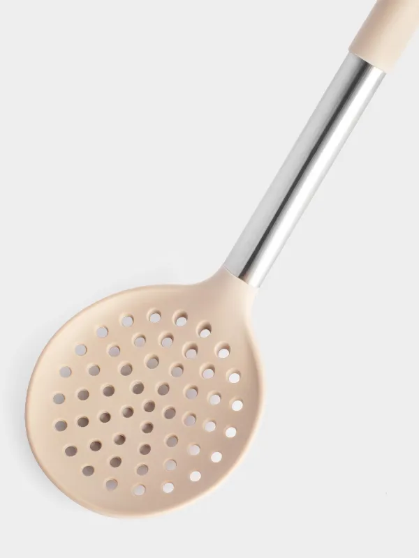 Шумовка, 34 см, силикон/сталь, серо-бежевая, Metallic, image-2