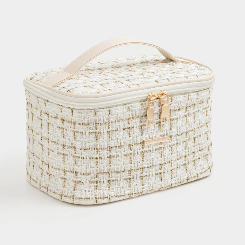 Косметичка, 20x15 см, с ручкой, твид, белая, Wenal, image-3