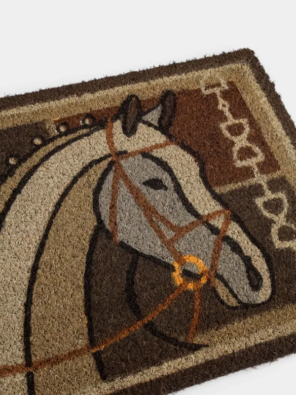 Коврик придверный, 40х60 см, кокос/ПВХ, прямоугольный, серый, Конь, Home horse, image-2
