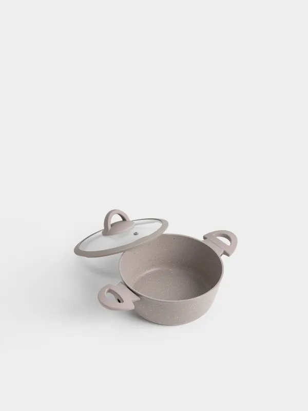 Кастрюля, 20 см, 2 л, с крышкой, с покрытием, алюминий, серая, Ginelli, image-2