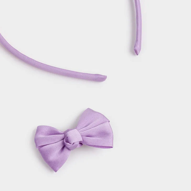 Набор аксессуаров для волос, 3 пр, детский, полиэстер/металл, фиолетовый, Бантики, Hairstyle, image-2