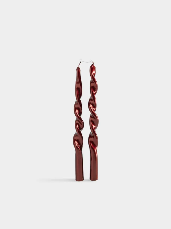 Свеча, 30 см, 2 шт, тонкая, с общим фитилем, Спираль, Spiral shape, image-0