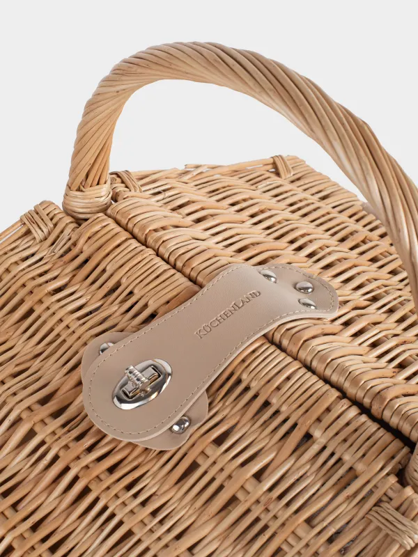 Корзина для пикника, 40х28 см, 4 перс, 21 пр, с пледом, лоза, бежевая, Picnic, image-5