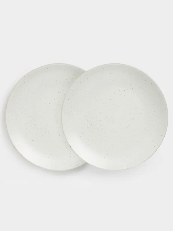 Тарелка обеденная, 27 см, 2 шт, керамика, молочная, в крапинку, Particle, image-0
