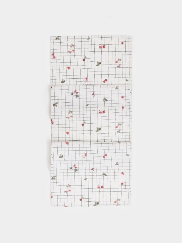 Дорожка настольная, 40х160 см, Ягоды на клетке, Checked berry, image-0