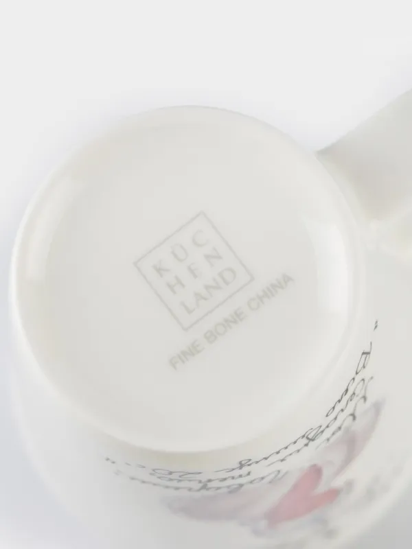 Кружка, 450 мл, фарфор F, белая, с золотистым кантом, Девушка в кокошнике, Girls, image-4