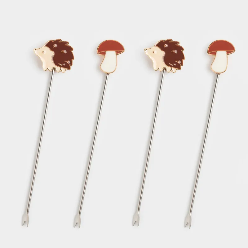 Шпажка для канапе, 12 см, 4 шт, металл, золотистая, Еж и гриб, Golden glow