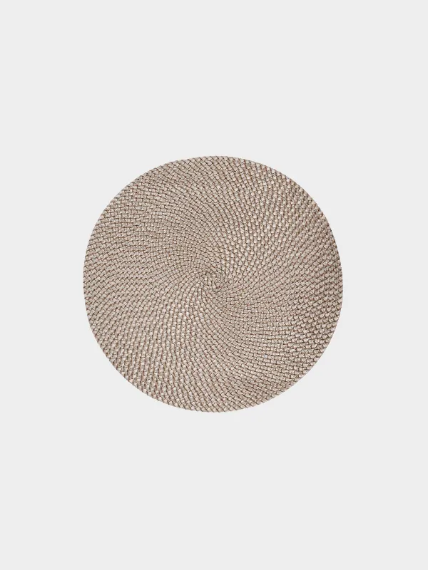 Салфетка под приборы, 38 см, полипропилен/ПЭТ, круглая, песочная, Circle Braid, image-0